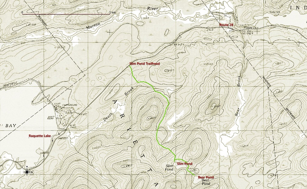 Slim Pond - Bear Pond Trail Map
